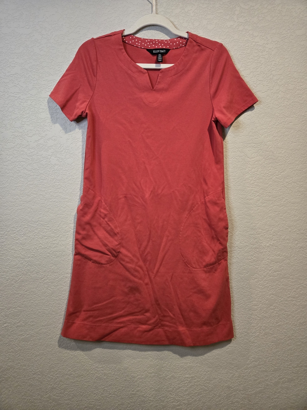 Ellen Tracy Coral Short Sleeve Knit Dress